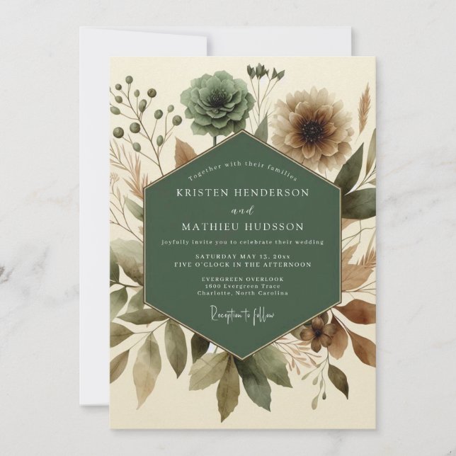 Sage Naturalist Meadow Wedding Invitation (Front)
