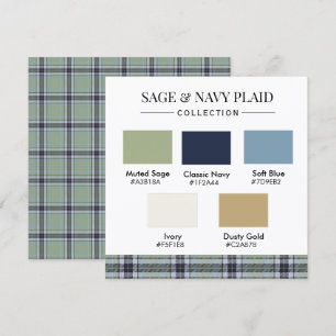 Sage & Navy Plaid Color Palette Card
