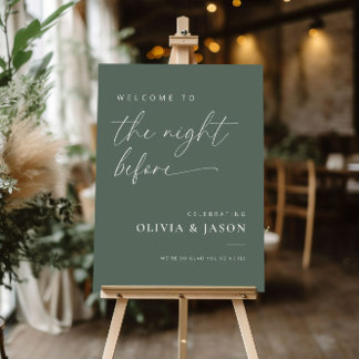 Sage Night Before Rehearsal Dinner Welcome Sign