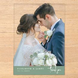 Sage No Background Photo Wedding Thank You Card Acrylic Invitations