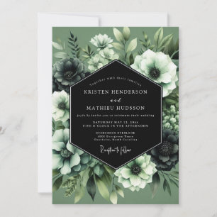 Sage Nocturnal Bloom Wedding Invitation