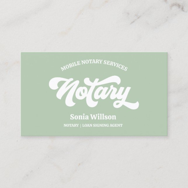 Sage Notary Loan Signing Agent Calligraphy Business Card (Front)