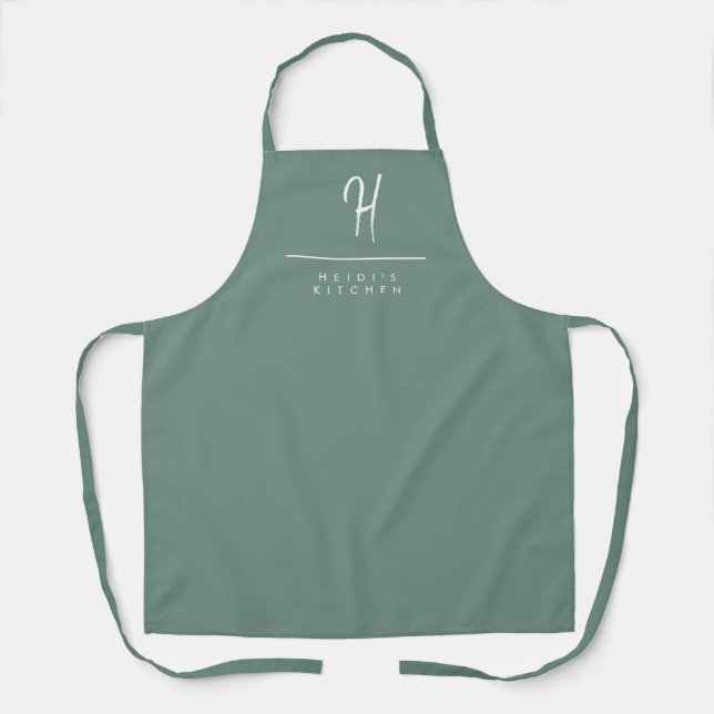 Sage Oasis Monogrammed Apron (Front)
