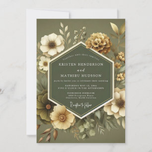 Sage Ochre Botanical Wedding Invitation