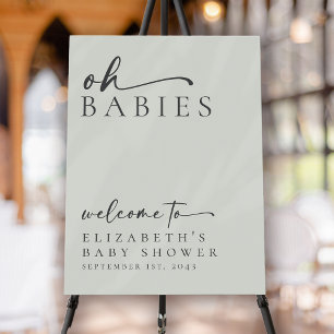 Sage Oh Babies Minimalist Baby Shower Welcome Sign
