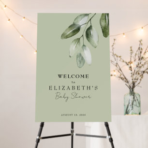 Sage Oh Boy Foliage Baby Shower Welcome Sign