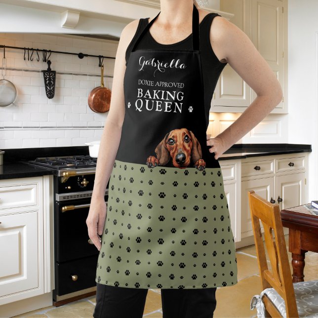 Sage Olive Dachshund Dog Custom  Apron (Creator Uploaded)