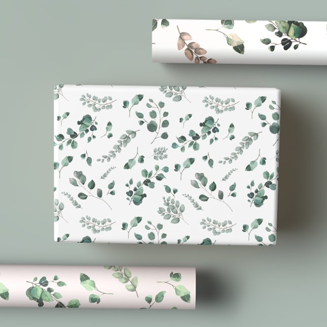 Sage & Olive Green Eucalyptus Watercolor Wrapping Paper Sheets (Creator Uploaded)