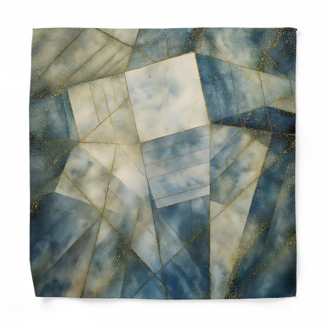 Sage Olive Green Gold Geometric Abstract Natural Bandana (Front)