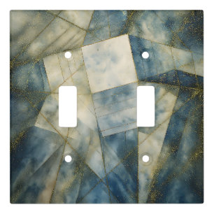 Sage Olive Green Gold Geometric Abstract Natural Light Switch Cover