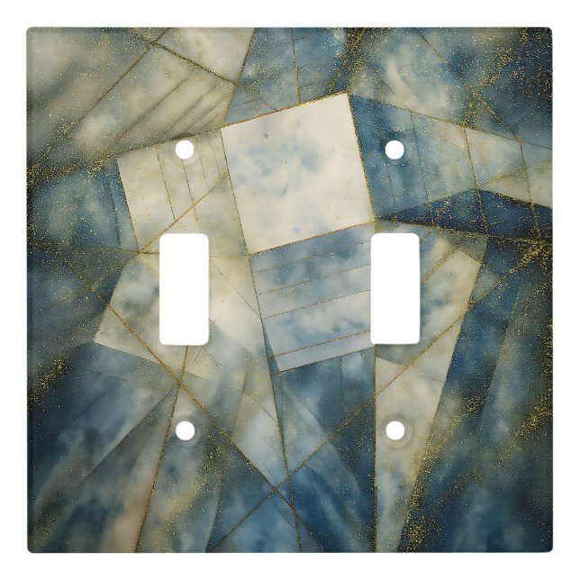 Sage Olive Green Gold Geometric Abstract Natural Light Switch Cover (Front)