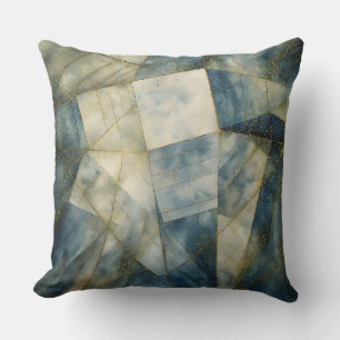 Sage Olive Green Gold Geometric Abstract Natural Throw Pillow
