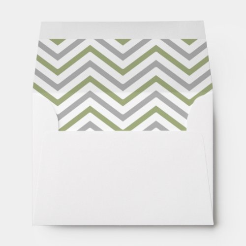 Sage Olive Green Gray Grey Chevron Lined Envelope