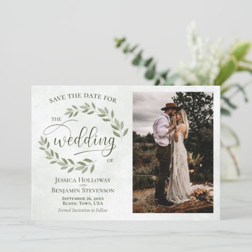 Sage  Olive Green Leaves  Photo Rustic Wedding Save The Date