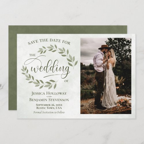 Sage  Olive Green Leaves  Photo Rustic Wedding Save The Date