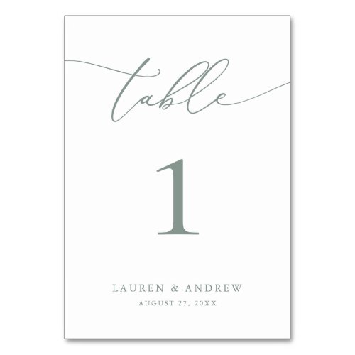 Sage Olive Green Minimalist Wedding  Event Custom Table Number