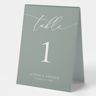 Sage Olive Green Minimalist Wedding Event Custom Table Tent