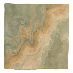 Sage Olive Green Mustard Yellow Print Duvet Cover