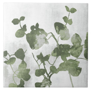 Sage Olive Green Painterly Botanical Art 01 Ceramic Tile