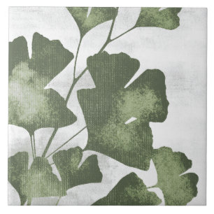 Sage Olive Green Painterly Botanical Art 04 Ceramic Tile