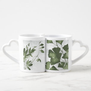 Sage Olive Green Painterly Botanical Minimalist Coffee Mug Set