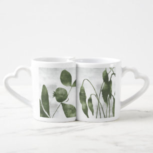 Sage Olive Green Painterly Botanical Minimalist Coffee Mug Set