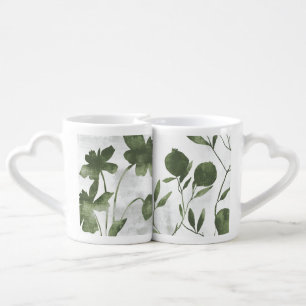 Sage Olive Green Painterly Botanical Minimalist Coffee Mug Set