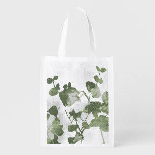 Sage Olive Green Painterly Botanical Minimalist Grocery Bag