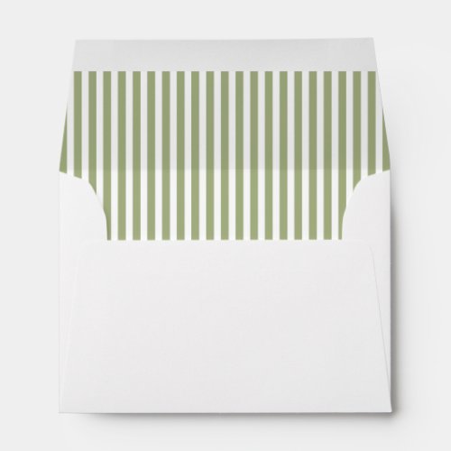 Sage Olive Green Stripe Lined Envelope