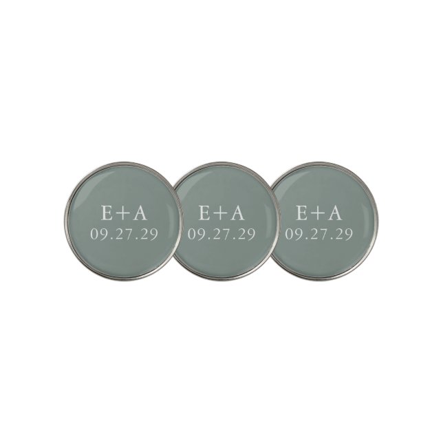 Sage Olive Green Wedding Personalized Golf Ball Marker (3 Up)