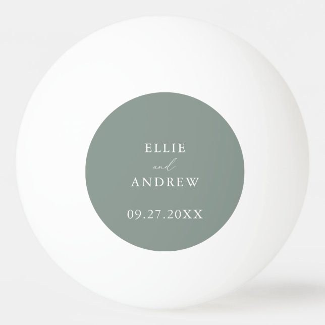 Sage Olive Green Wedding Personalized Ping Pong Ball (Front)