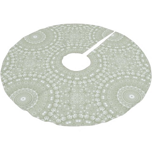 Sage on White Mandala Kaleidoscope Medallion Brushed Polyester Tree Skirt