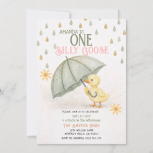 Sage One Silly Goose First Birthday Invitation
