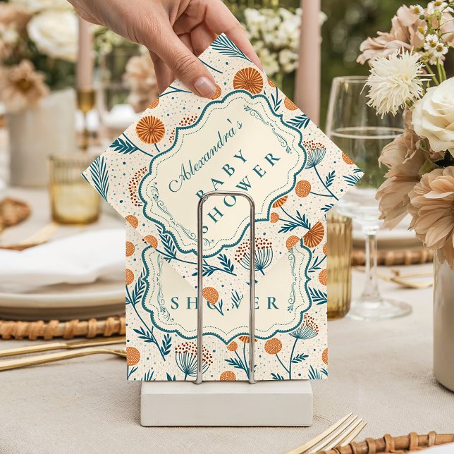Sage Orange Botanical Baby Shower Napkins (Creator Uploaded)