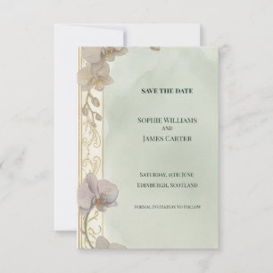Sage Orchid Floral Save The Date Card