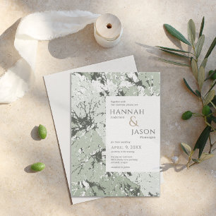 Sage Organic Leaves Wedding Invitation