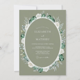 Sage Organic Watercolor Floral Wedding Invitation