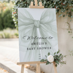 Sage Organza Bow Welcome Neutral Baby Foam Board