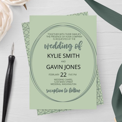 Sage Oval Wedding Invitation