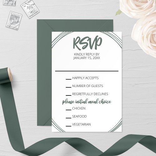 Sage Oval Wedding RSVP Card