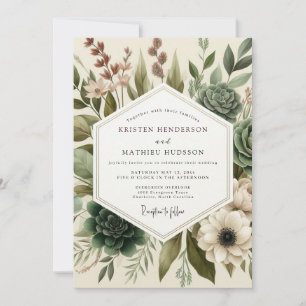 Sage Painterly Succulent Wedding Invitation
