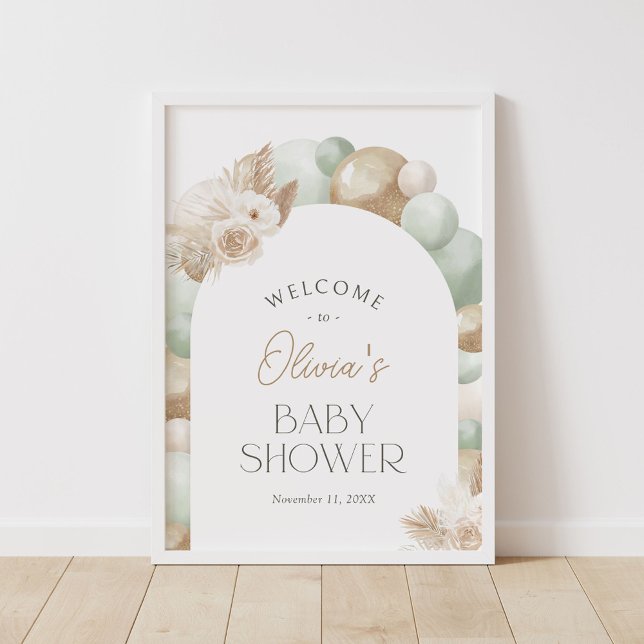 Sage Pampas Grass Arch Baby Shower Welcome Sign (Creator Uploaded)