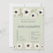Sage Pastel Blue Ivory Anemone  Timeless Wedding