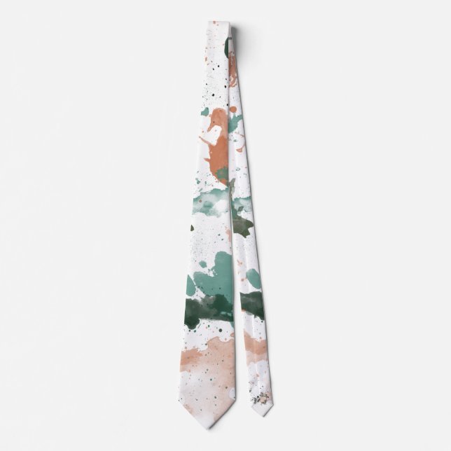 Sage Peach Palette Splatter Neck Tie (Front)