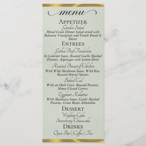 Sage Pearl/Gold - Monogram & Thank You Menu