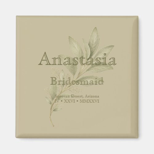 Sage Personalized Bridesmaid Shot Glass Magnet