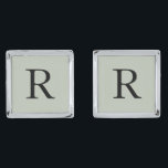 Sage Personalized Square Wedding Groomsman Cufflinks<br><div class="desc">Wedding cufflinks.  Sage monogram.  Square.  Groomsman.</div>