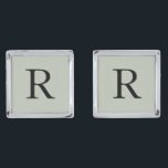 Sage Personalized Square Wedding Groomsman Cufflinks<br><div class="desc">Wedding cufflinks.  Sage monogram.  Square.  Groomsman.</div>