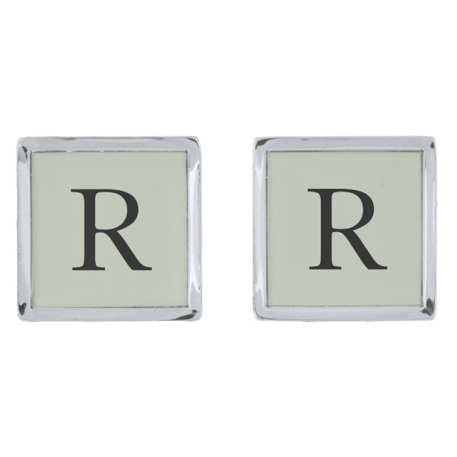Sage Personalized Square Wedding Groomsman Cufflinks (Front)