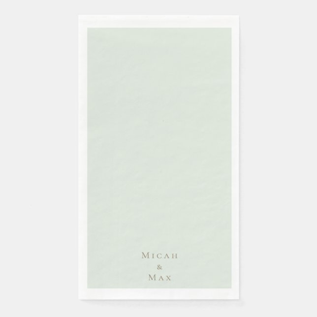 Sage Personalized Wedding Gold Text Paper Guest Towels (Front)